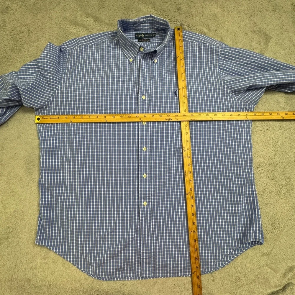 Ralph Lauren Men's Long Sleeve Button Front Shirt Size XL Blue and white